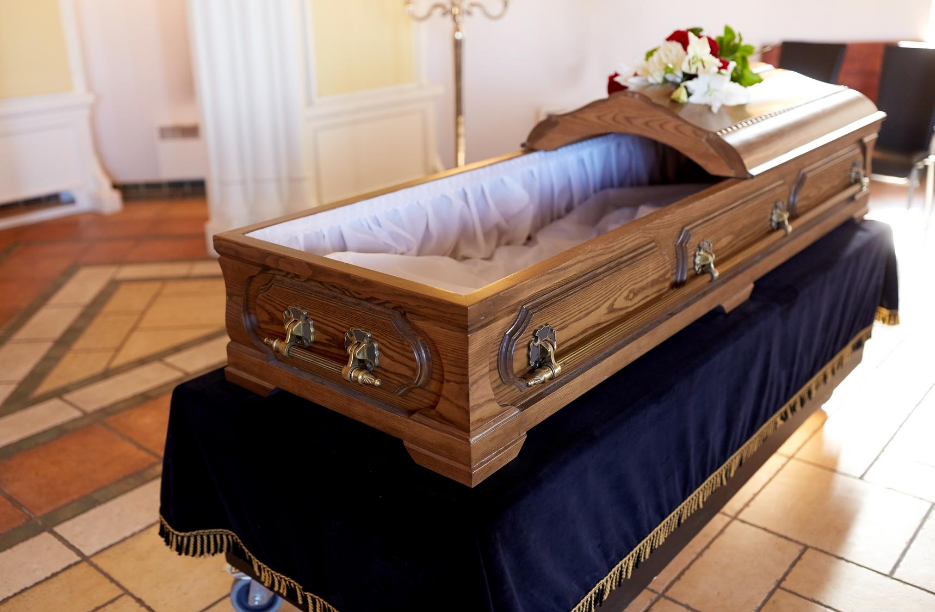 photo of a casket in a show room | Overnight Caskets | Buy a Casket Online