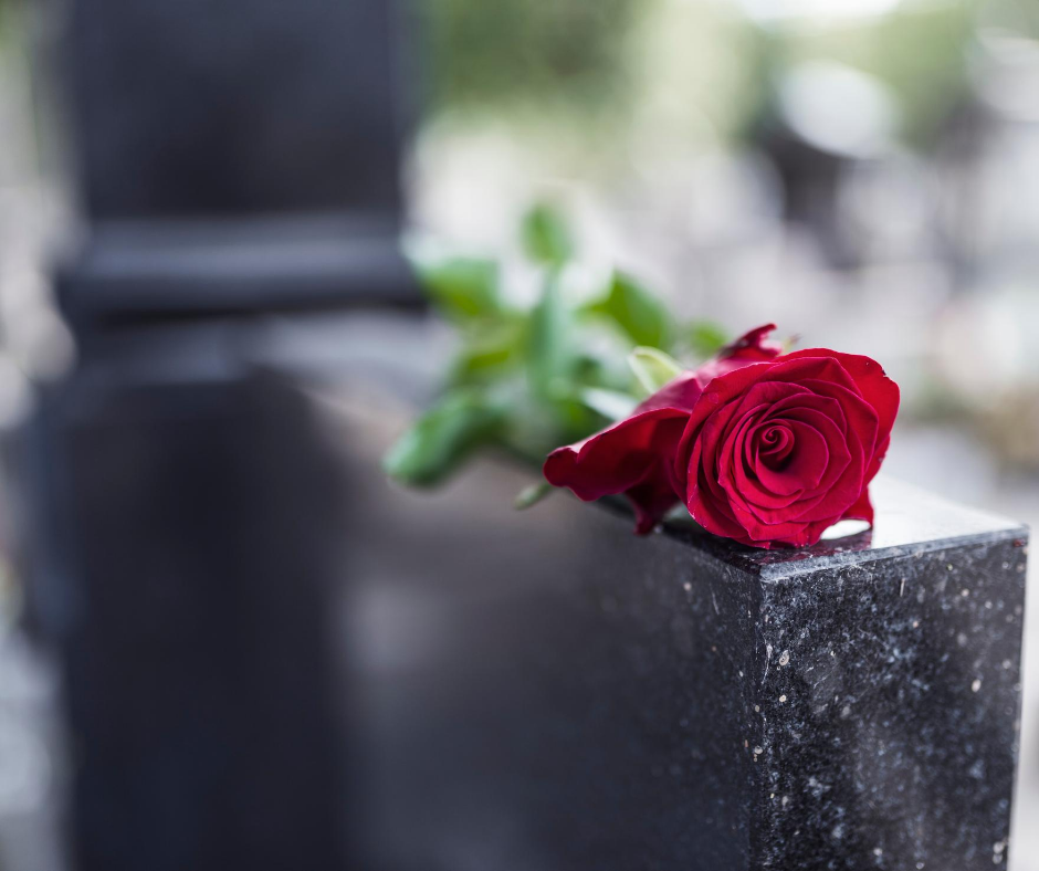 rose on a headstone | Buy a burial vault online | Overnight Caskets