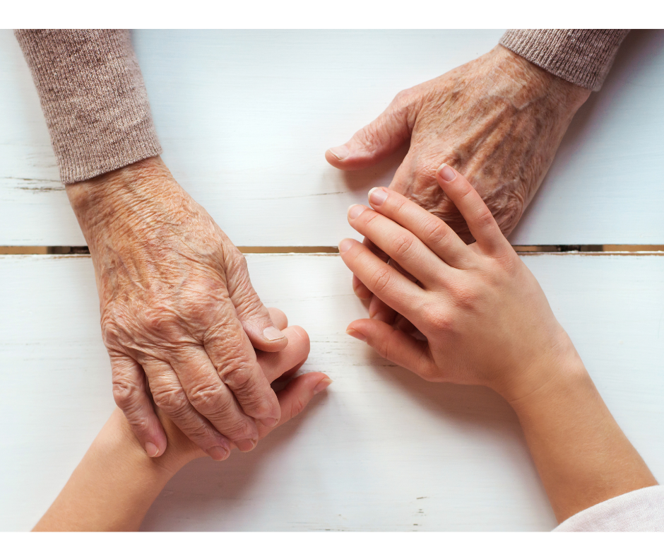 young hands holding older hands | Funeral Planning | Overnight Caskets 